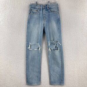 GRLFRND Jeans Womens Size 25 Blue Denim Isabeli‎ Straight Leg Destroyed Casual
